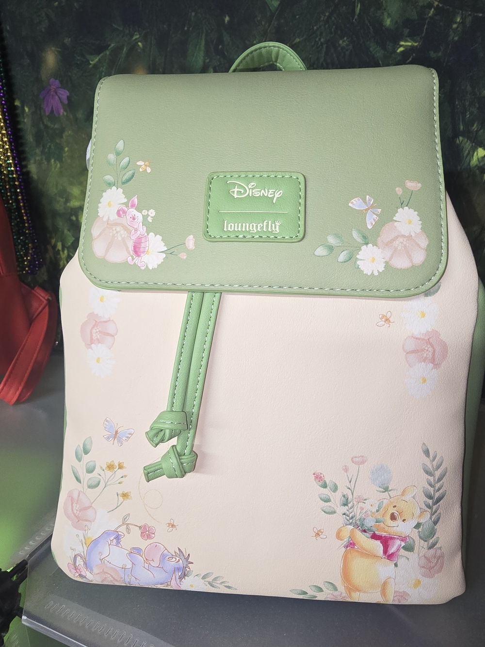 Loungefly Pastel Green & Cream Floral Winnie the Pooh Mini Backpack